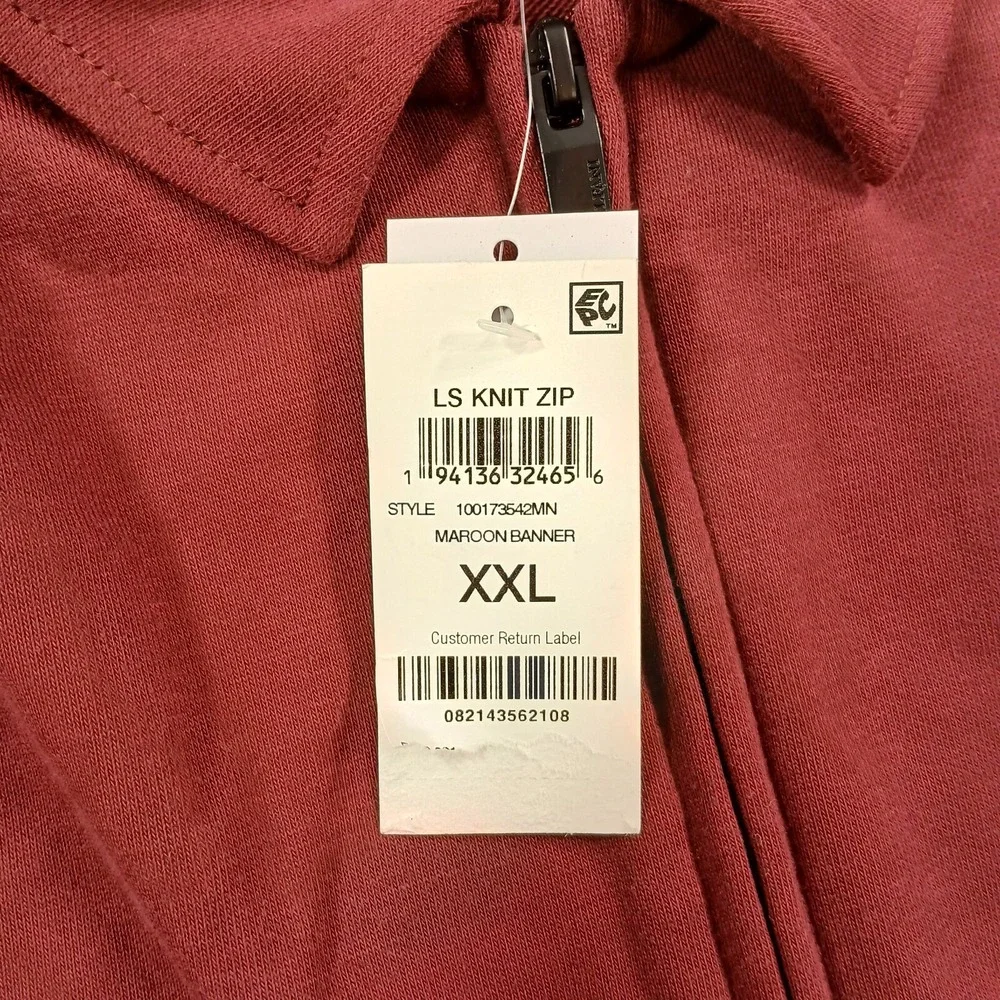 Alfani Zip-Front Sweater Jacket Mens 2XL Maroon Banner Cotton‎ Blend NEW